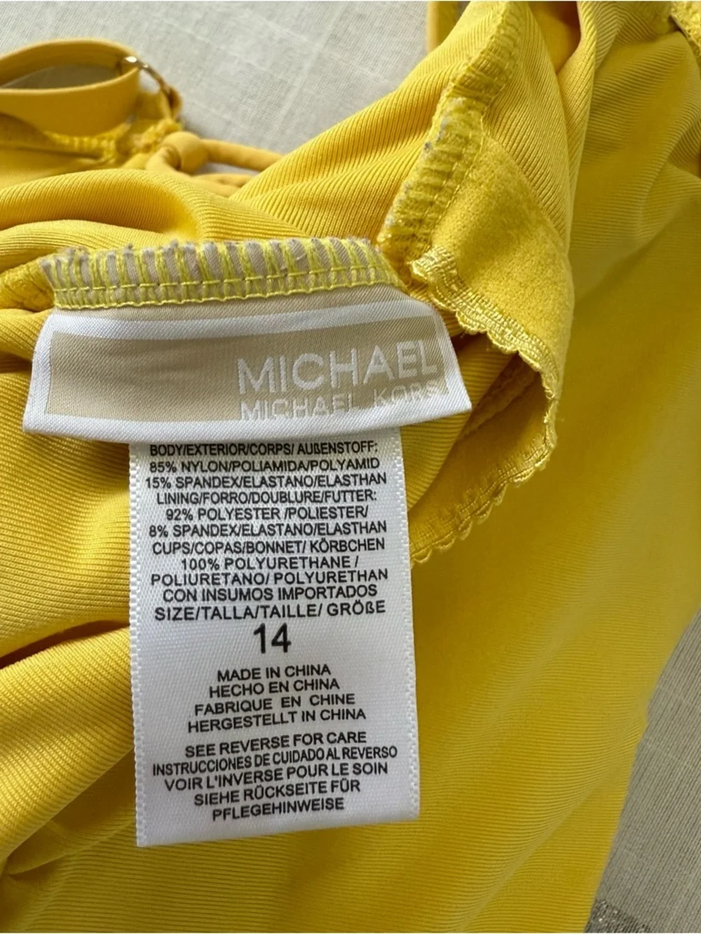 Michael Kors Yellow Lace-up Back One-piece Swimsuit Size 14
